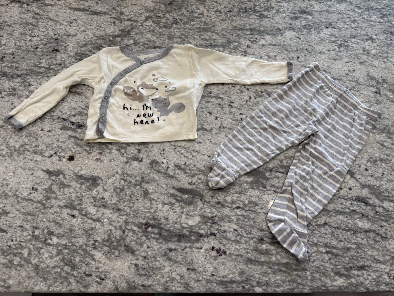 Gerber Organic Baby 3-6 Months Squirrel Pajamas With Sleeve Cuffs, Shirt & Pants