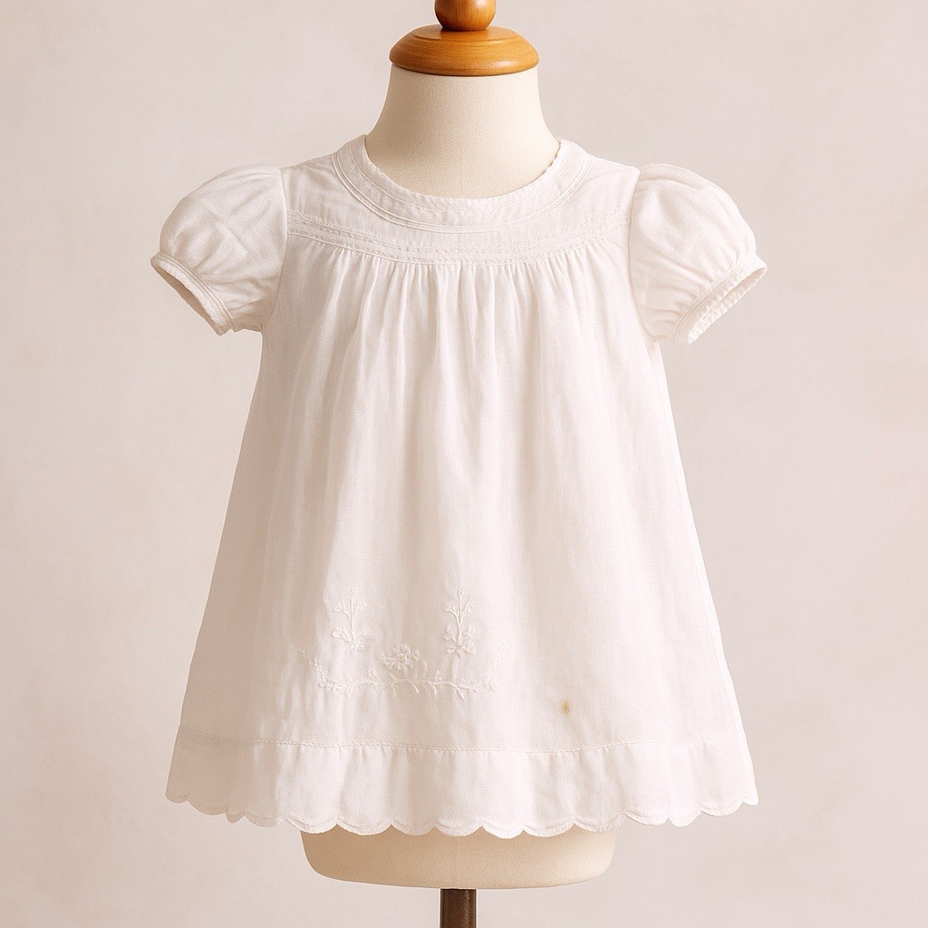 Feltman Brothers Hand Embroidered White Infant Dress Set 2 Piece Heirloom Baby