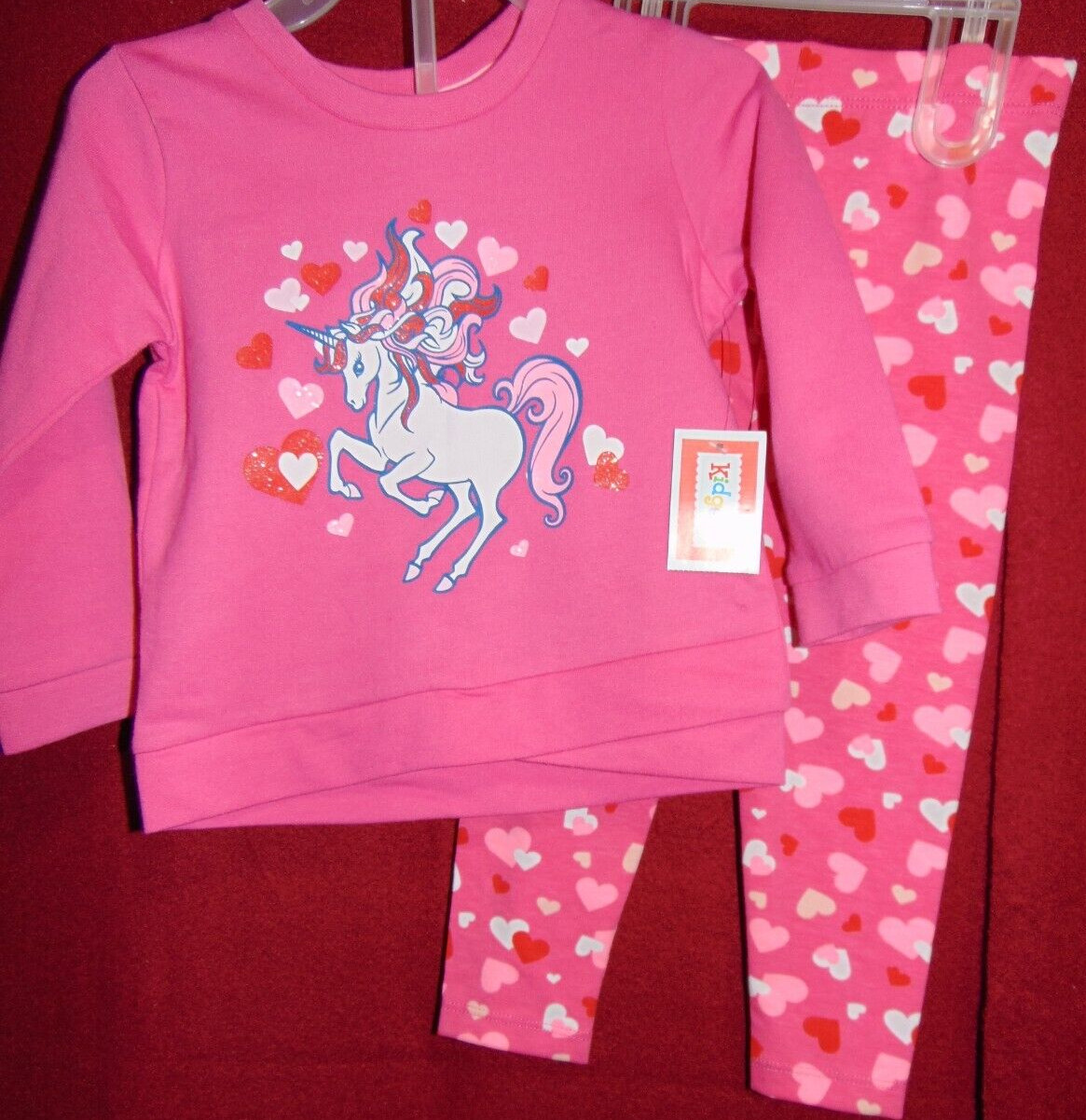 PINK UNICORN w/ HEARTS Size 24m Sweatshirt & Legging Set by Kidgets NEW W/ TAGS!
