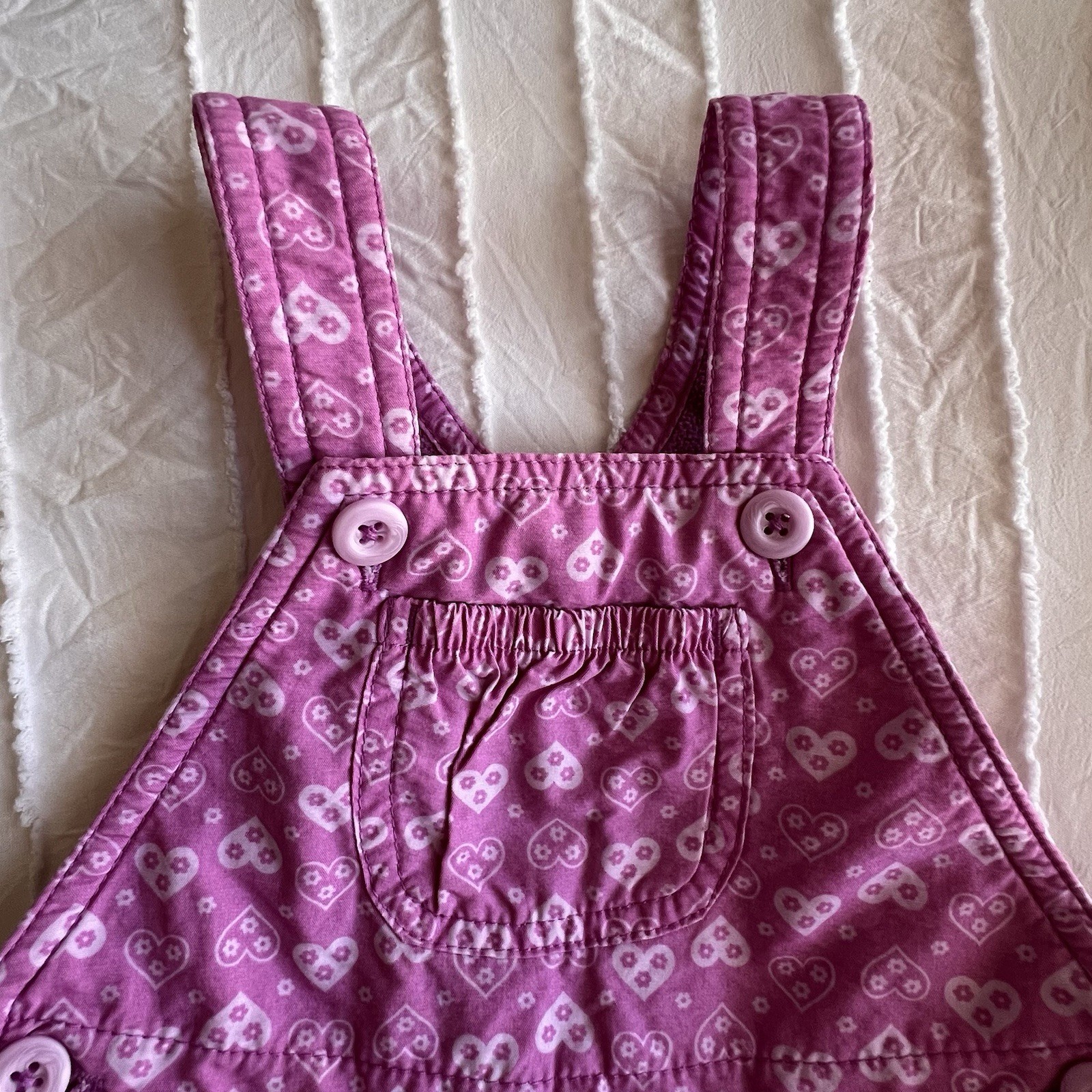 Oshkosh B’gosh Fleeced Lined Overalls Girl 12 Month Pink with Hearts Snow Bibs