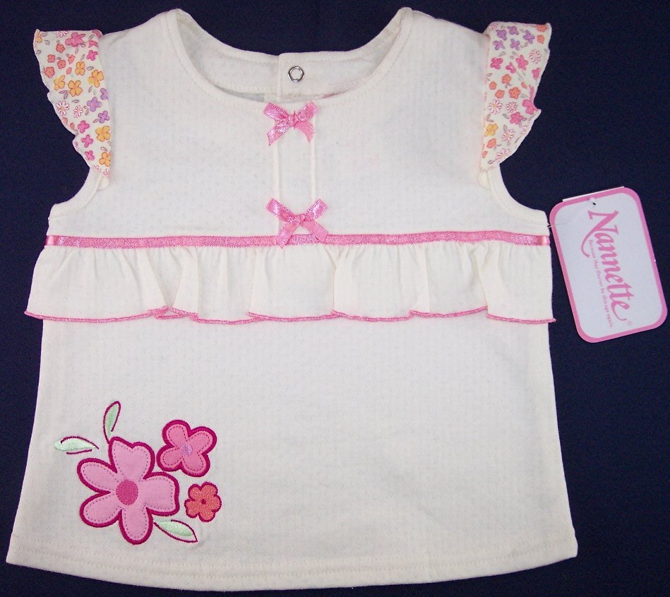NWT Nannette Girls 2 Pc Retro Floral Shorts Set Outfit, 6-9 Mos.