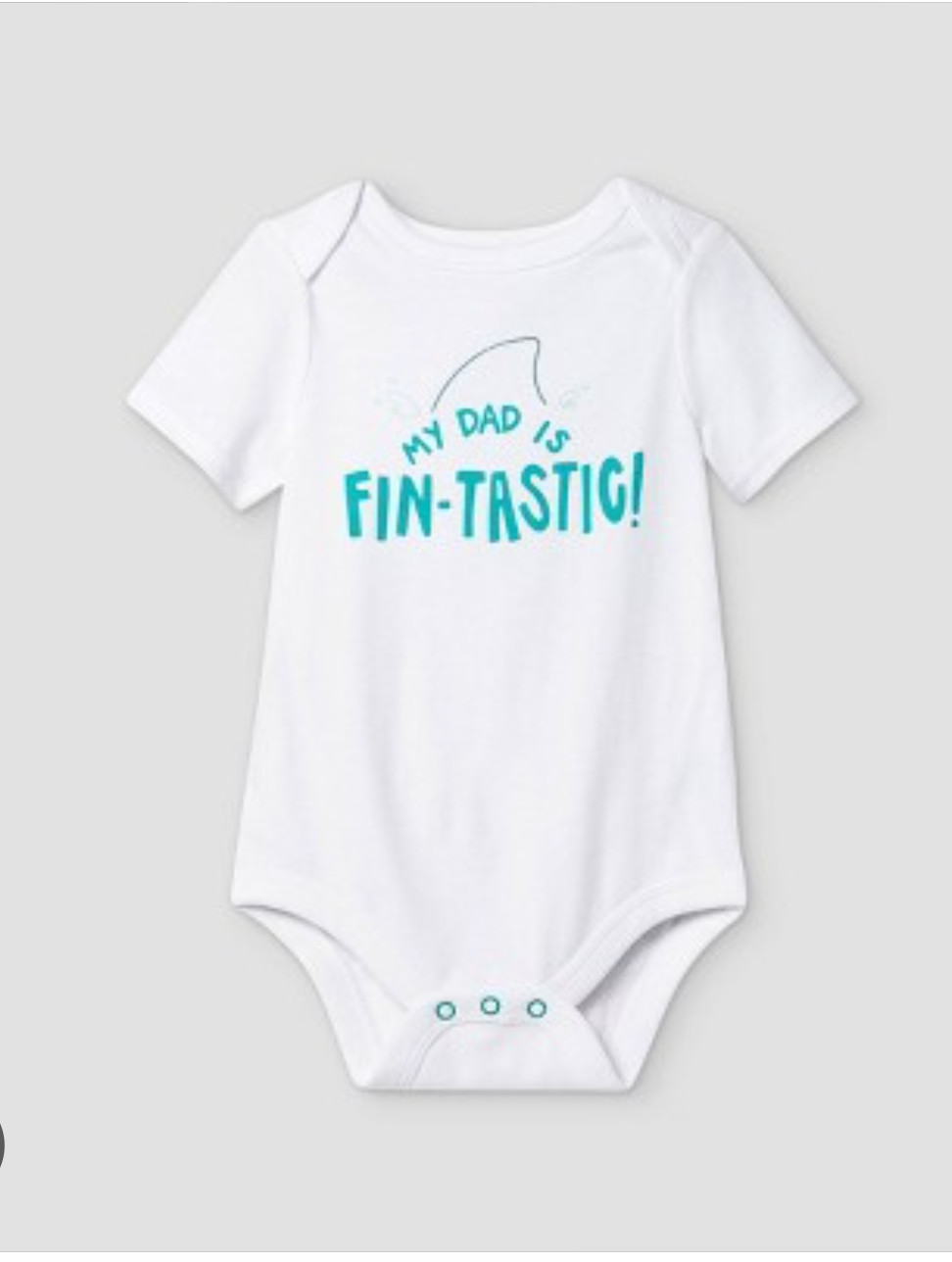 Cat & Jack My Dad is Fin-Tastic Outfit 0-3M 3PC Bodysuit Pants Hat Green Shark