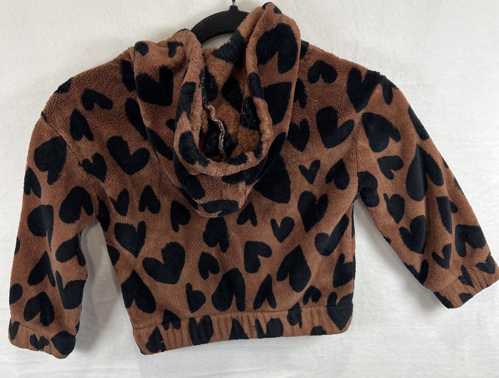 Carter’s Heart Fuzzy Hoodie Size 4T/4A Brown And Black