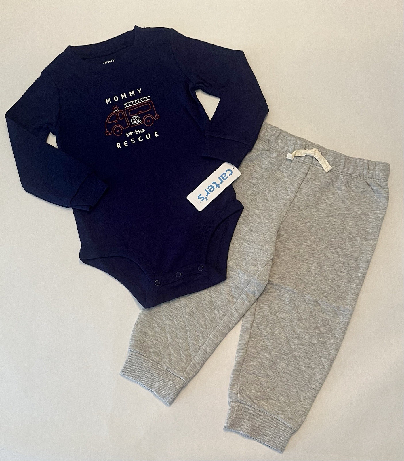 Carters Baby Boy 24 Months Pants Bodysuit 2 PC Set Cute Fire Truck Outfit New