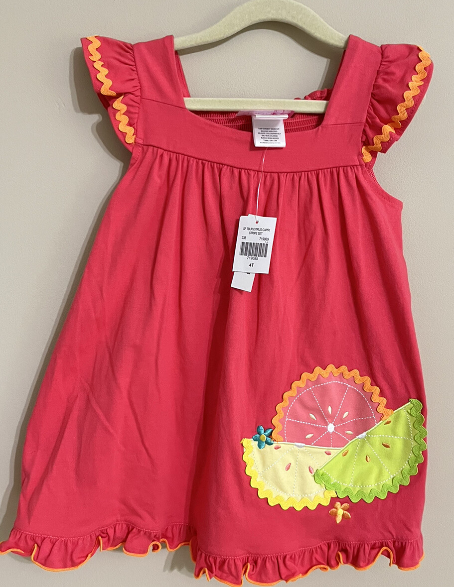 NWT Goodlad size 4T coral orange A-line cap sleeve dress & pants girls