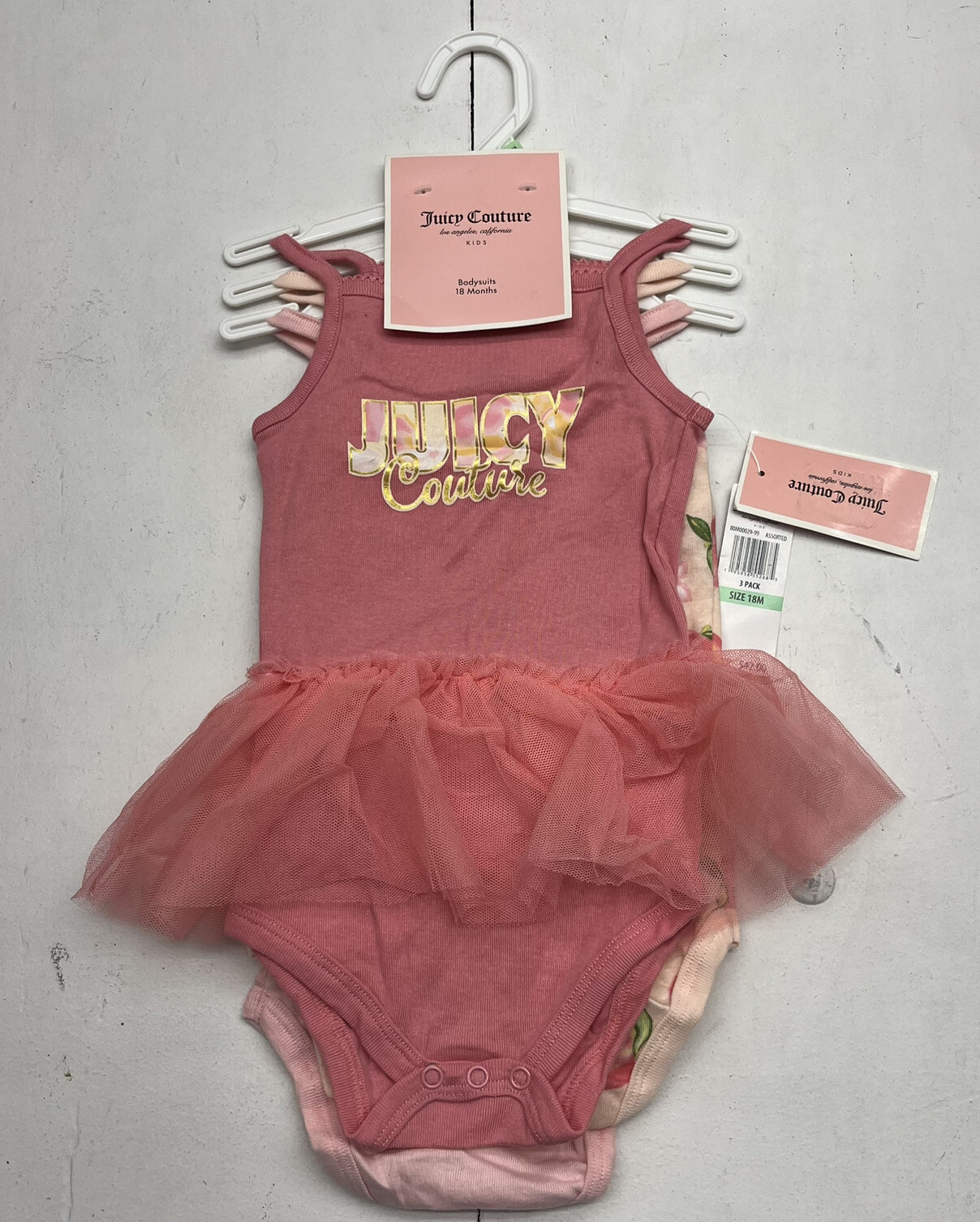 Juicy Couture Pink Tutu Bodysuit & 2 Regular Bodysuits Set Girls Size 18M NEW