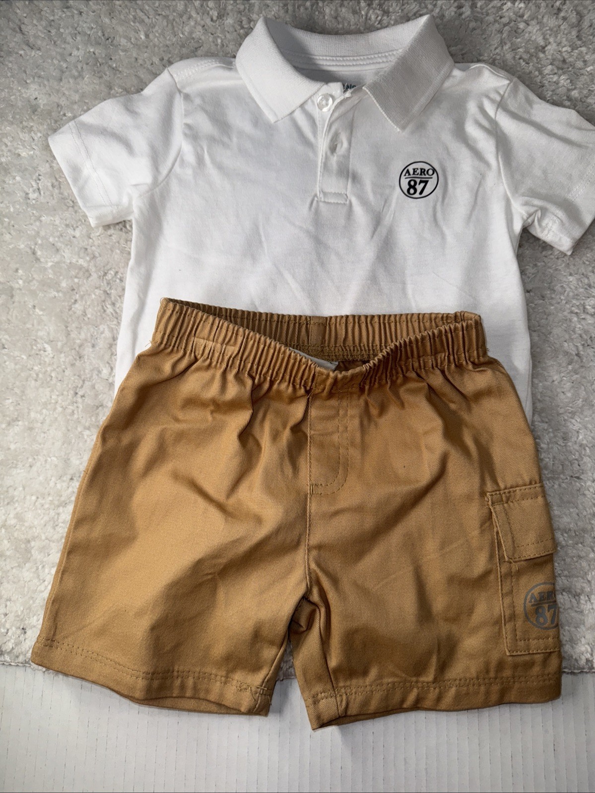 AEROPOSTALE Shorts Set – 2 Pc Set Woven Boys Cargo Shorts and Polo Shirt 18 MTH