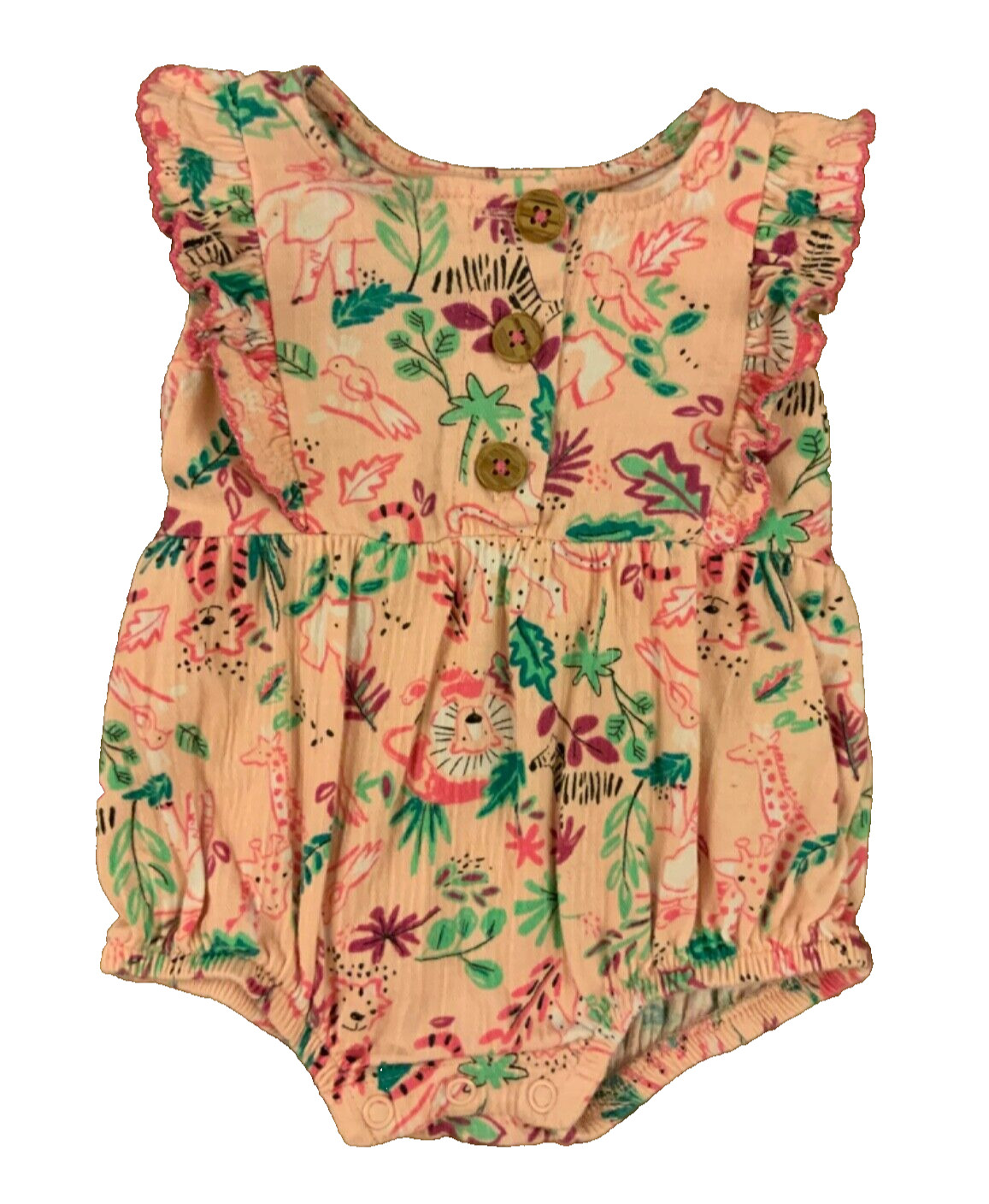 Wonder Nation Girl Romper Outfit 0/3 months Summer Jungle Safari Animals One PC