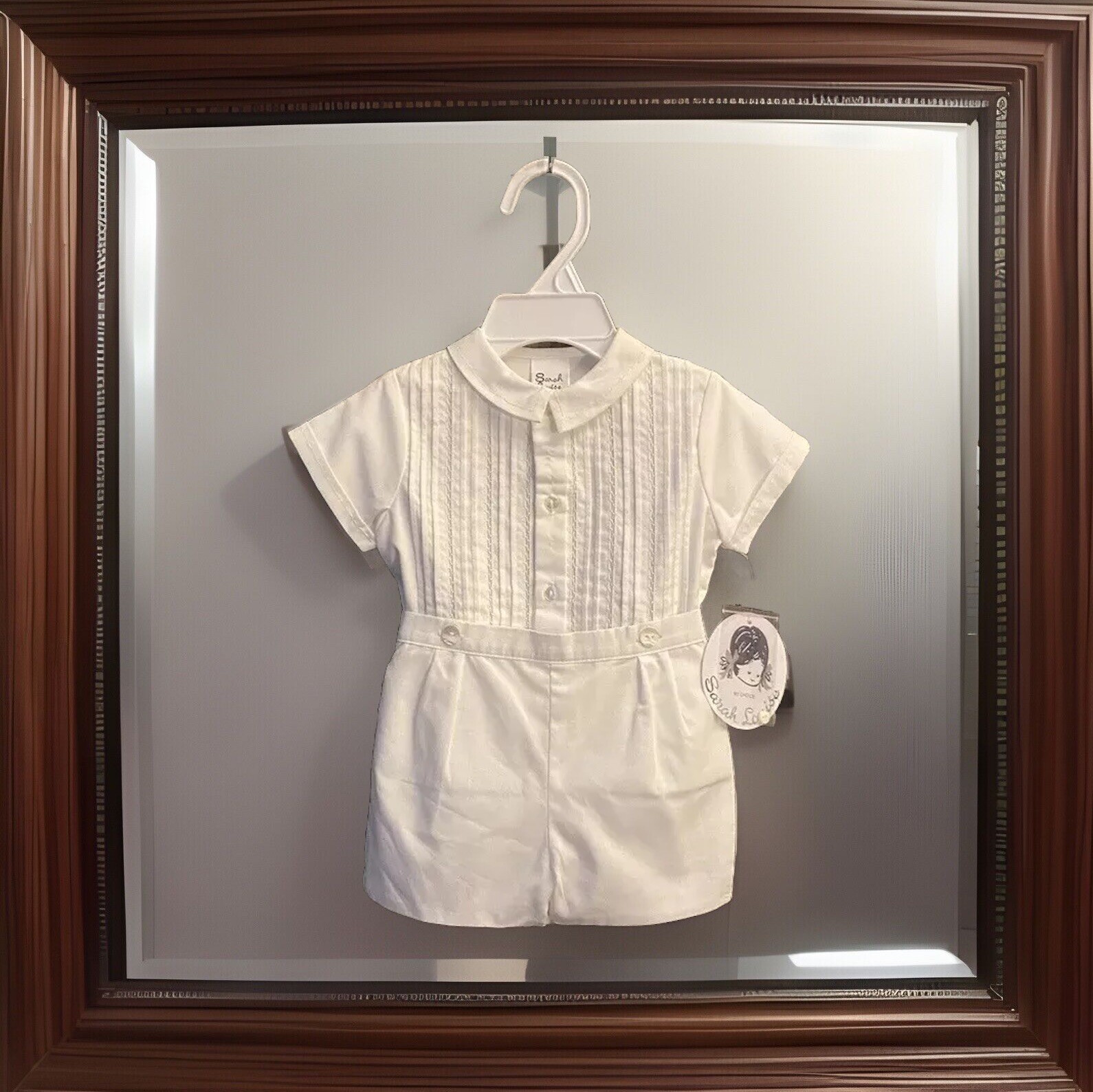Boys NWT Sarah Louise Shorts Set & Dress Shirt 2 Piece Outfit White 3 Months