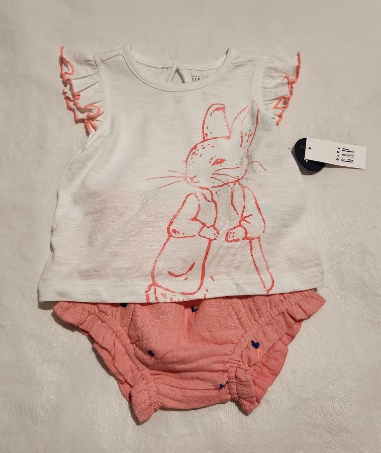 NWT Baby Gap Girls Peter Rabbit Tee Shorts Outfit 2PC Set