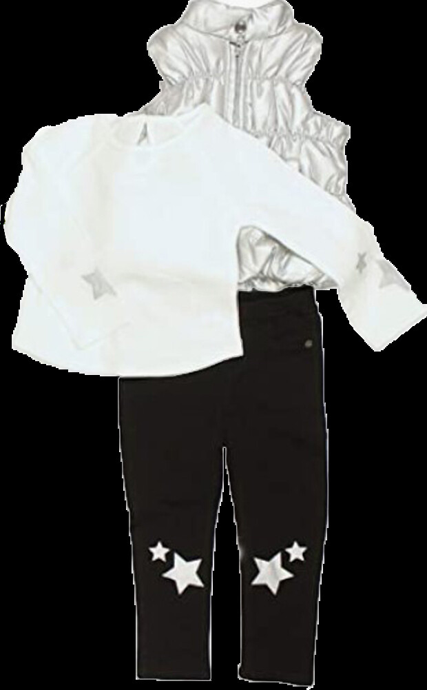 Buffalo David Bitton Girl’s 3-Piece Outfit Set Silver/Black/White Stars