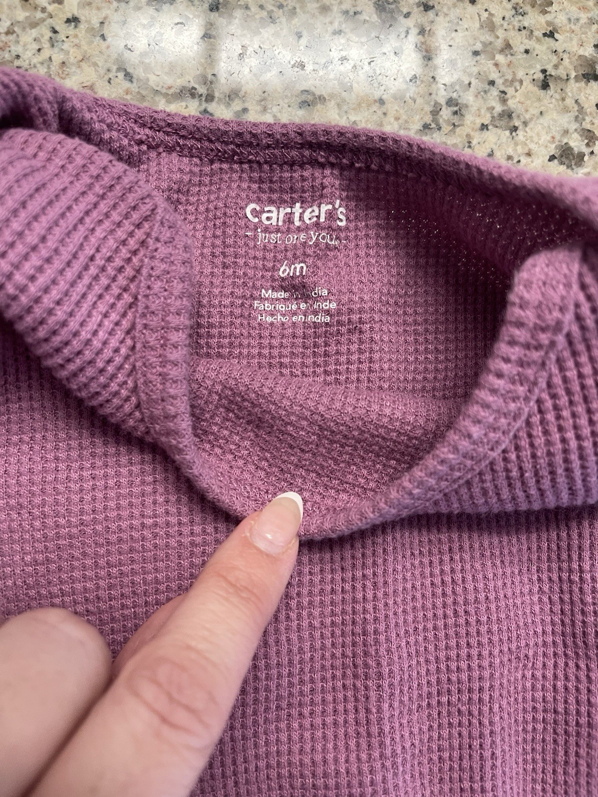 Carter’s Purple Waffle Thermal 2pc Long Sleeve Top Pants Set 6 Months