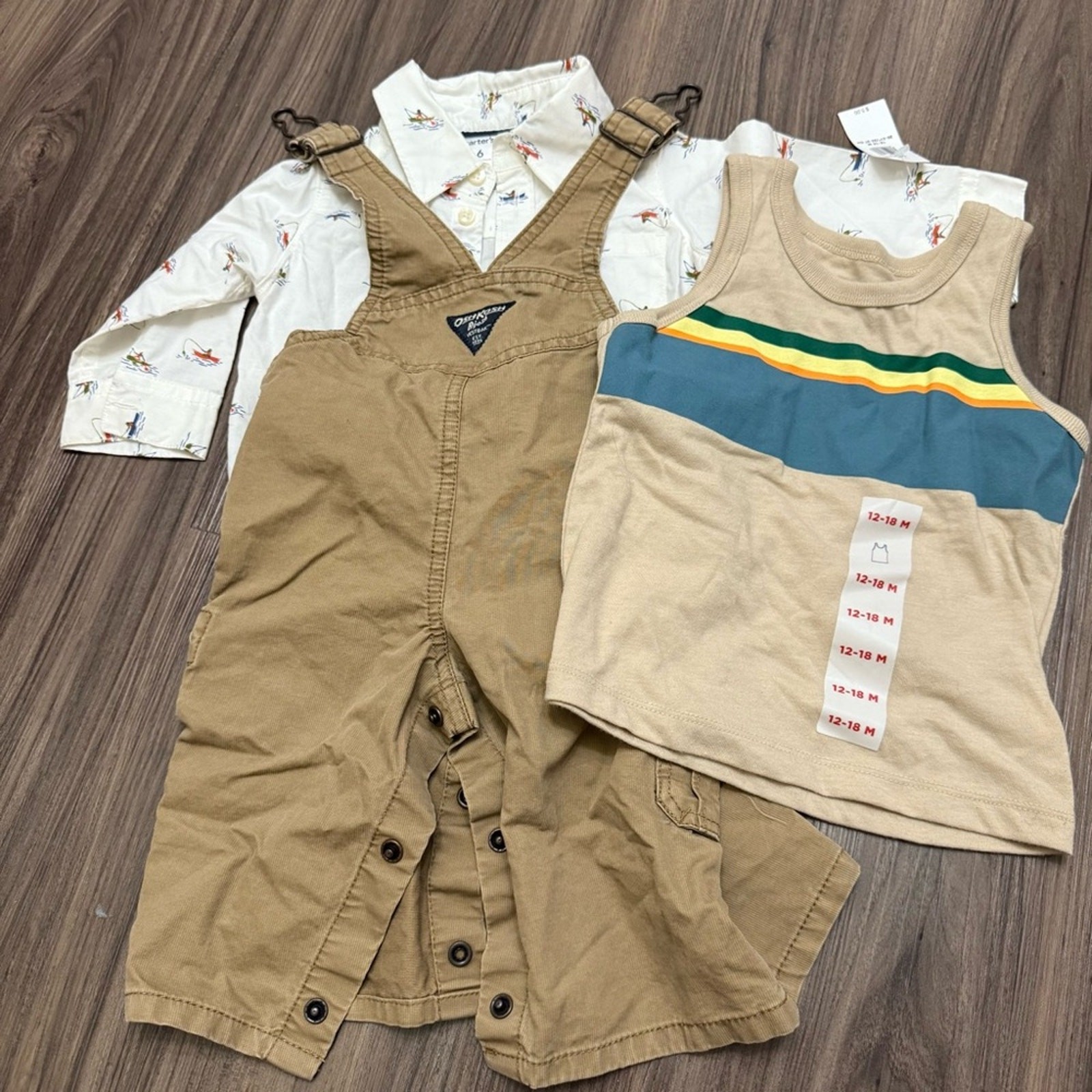 3 of osh kosh Old Navy Carter 6-12m-18m Tan White Accessory Collection