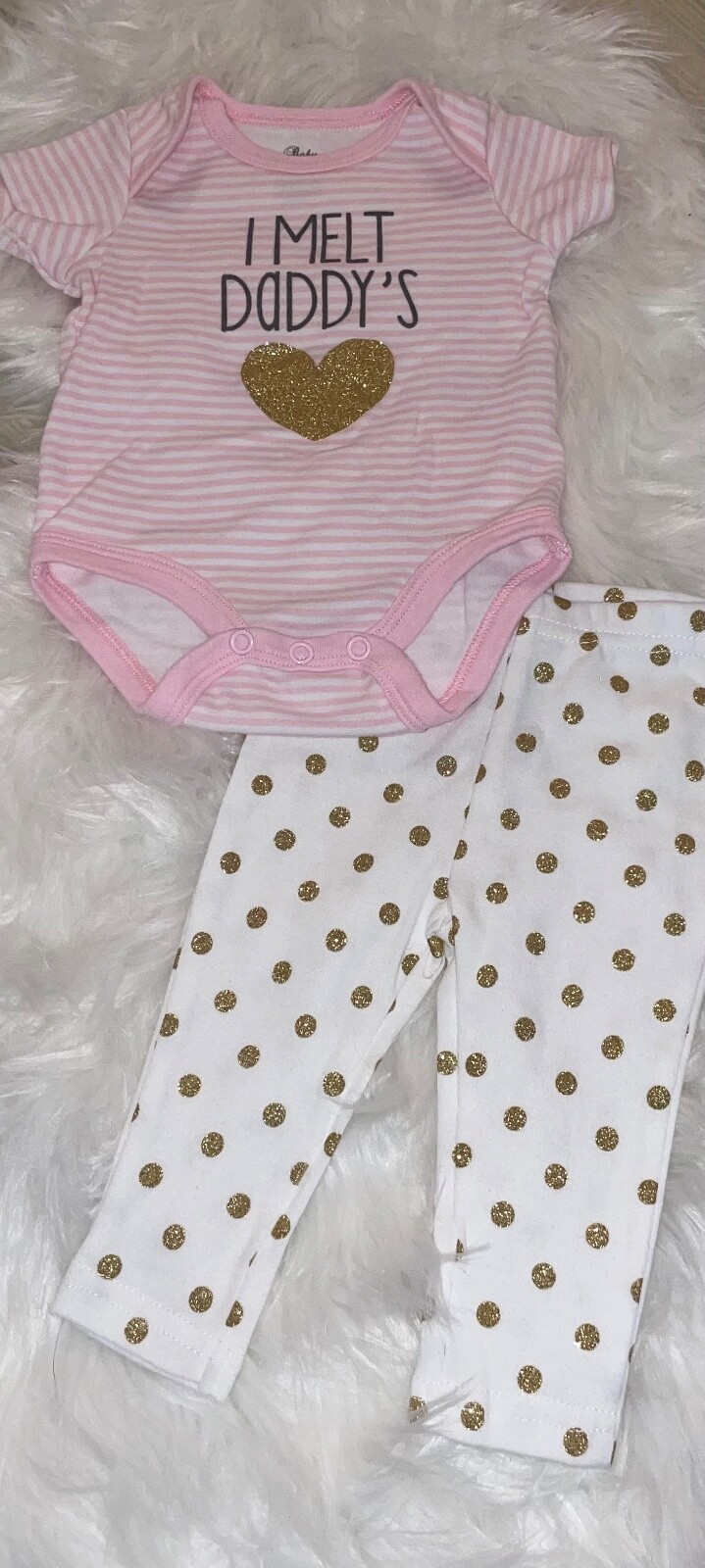 Baby Essentials 2 Piece Outfit One Piece Pants Heart Baby Girls 3M 3 Months