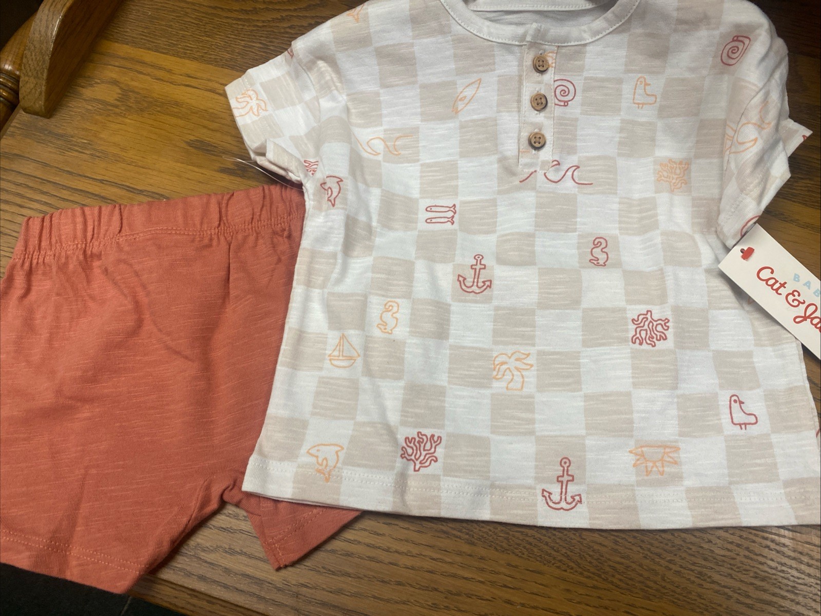 Cat & Jack 2 Piece Matching Set for Babies Nautical Short Outfit Size 12 Month