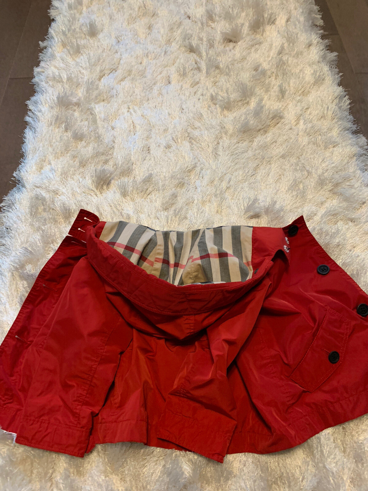 BURBERRY TODDLER Unisex BOY/GIRL RED/CHECK NYLAN Hood JACKET SZ 2YR PRE-OWNED!!