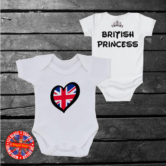 British Princess Baby grow vest, UK, Kids, Girls, Gift