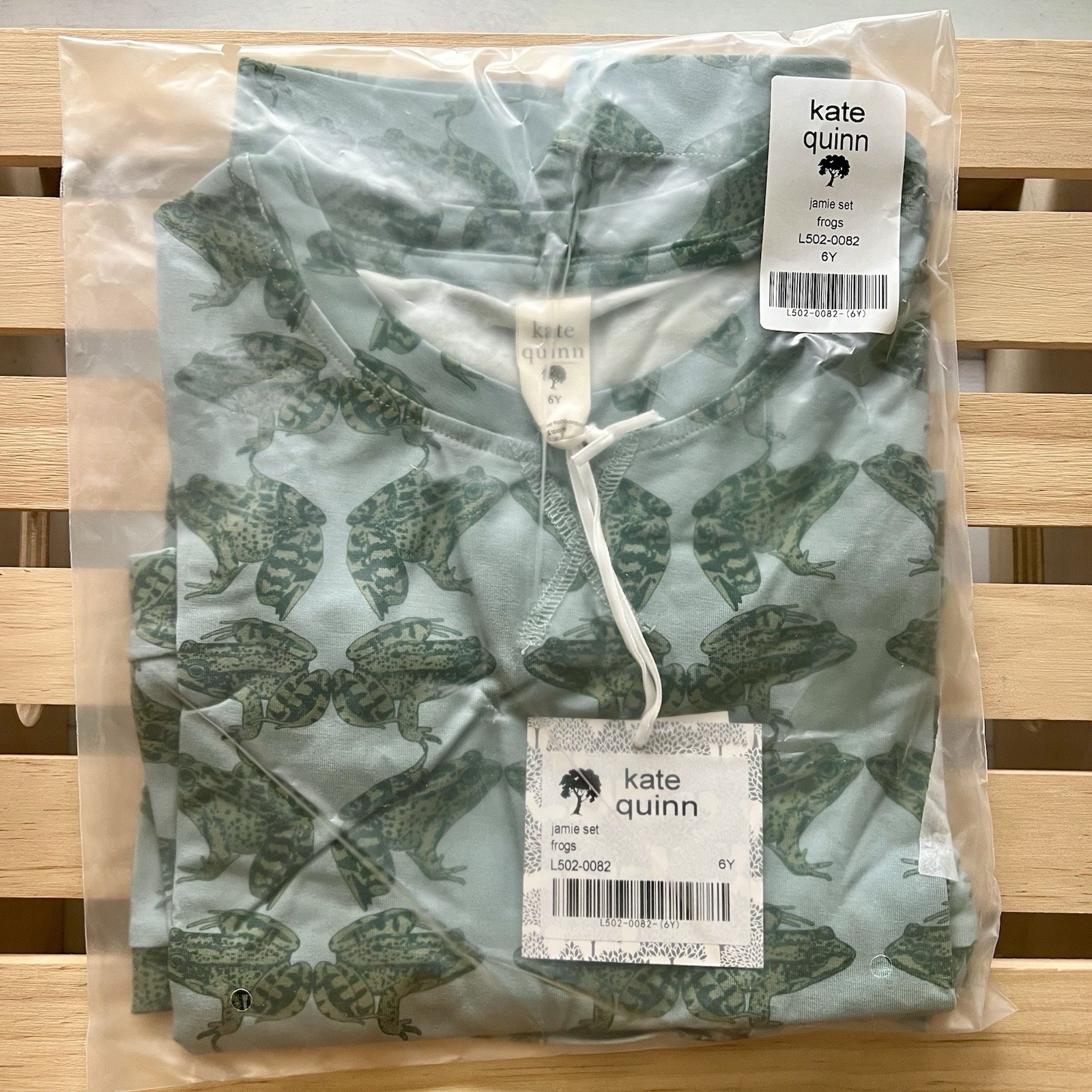 NIB Kate Quinn 6Y Short Sleeve Jamie Set Frogs Light Weight Bamboo