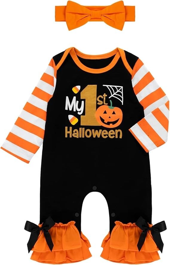 Yruiz Baby Girl My First Halloween Thanksgiving 6-12 Months Striped Black
