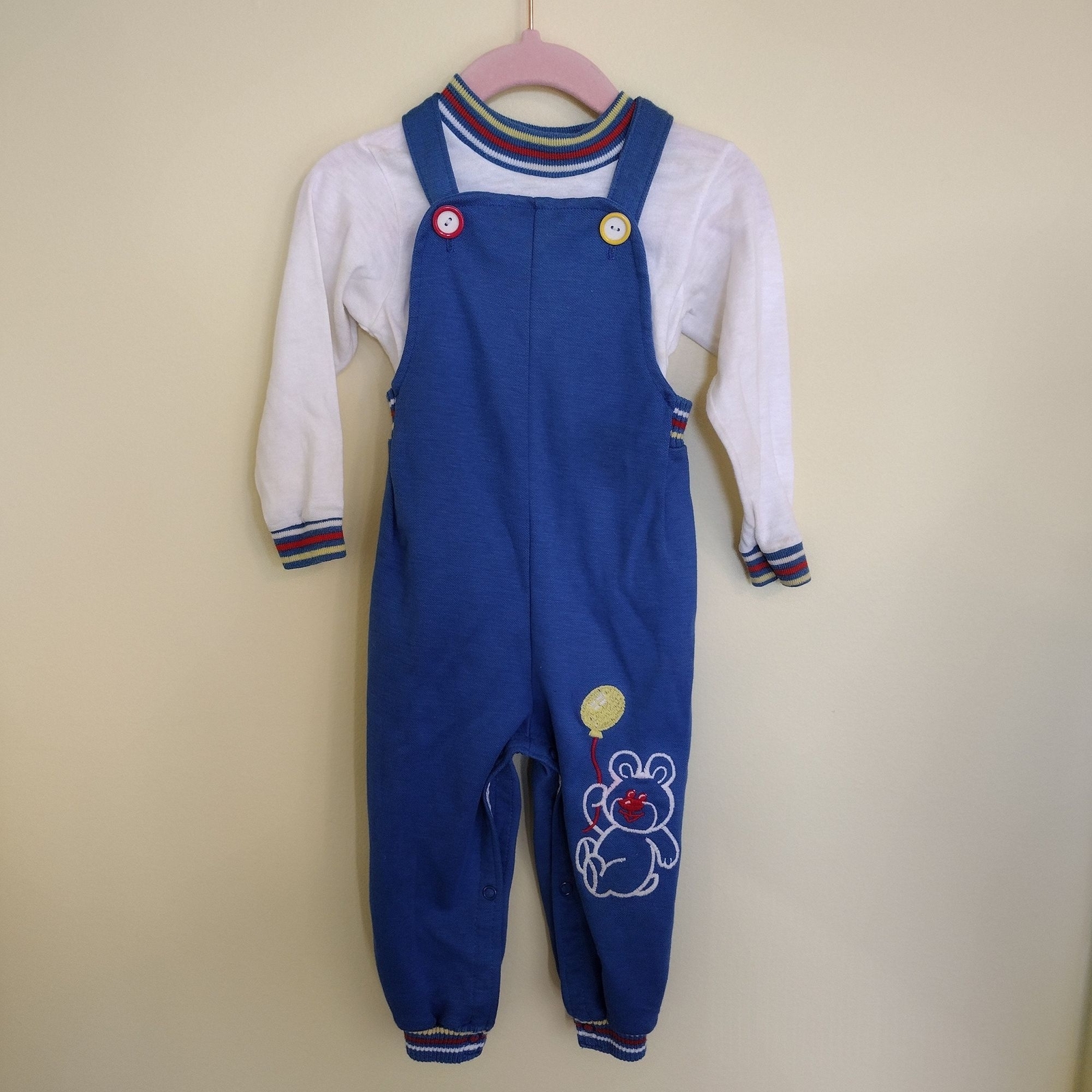 Vintage 1980s Carters 2 pc balloon with bear overall 24 months