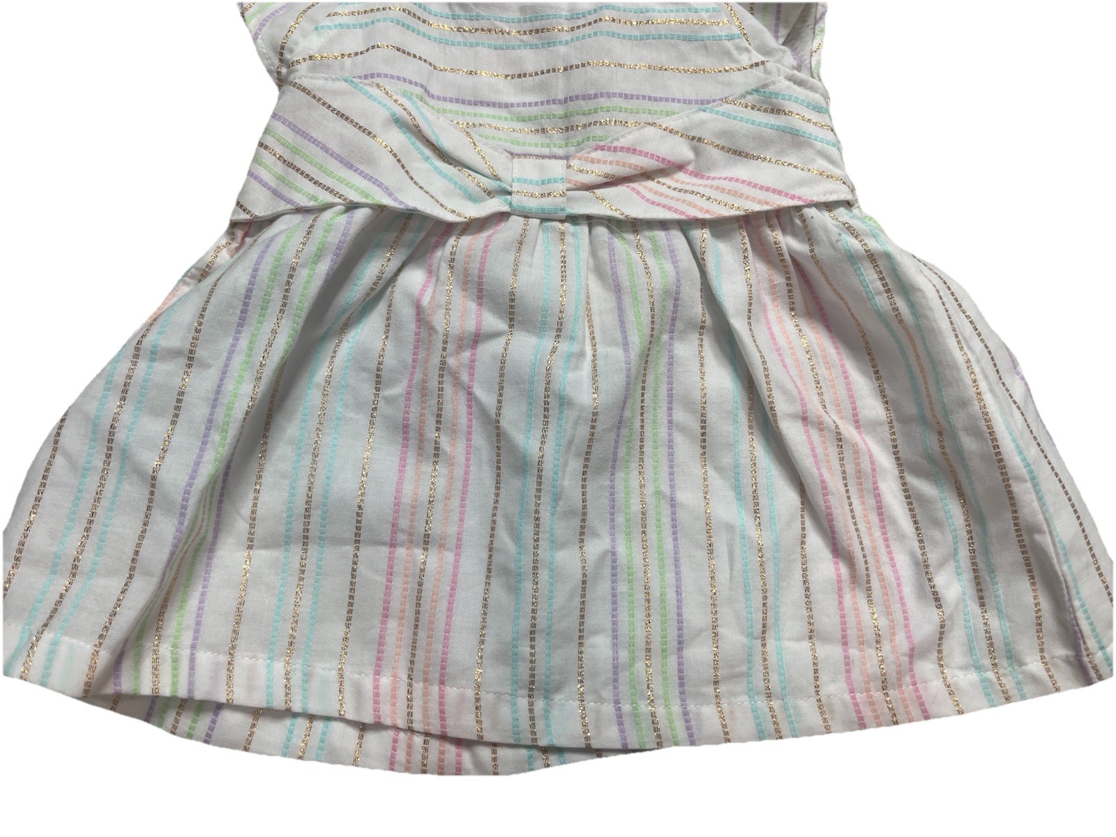 Penelope Mack Baby Girl Two Piece Outfit White Stripe Purple Gold Pink 6-9 Month