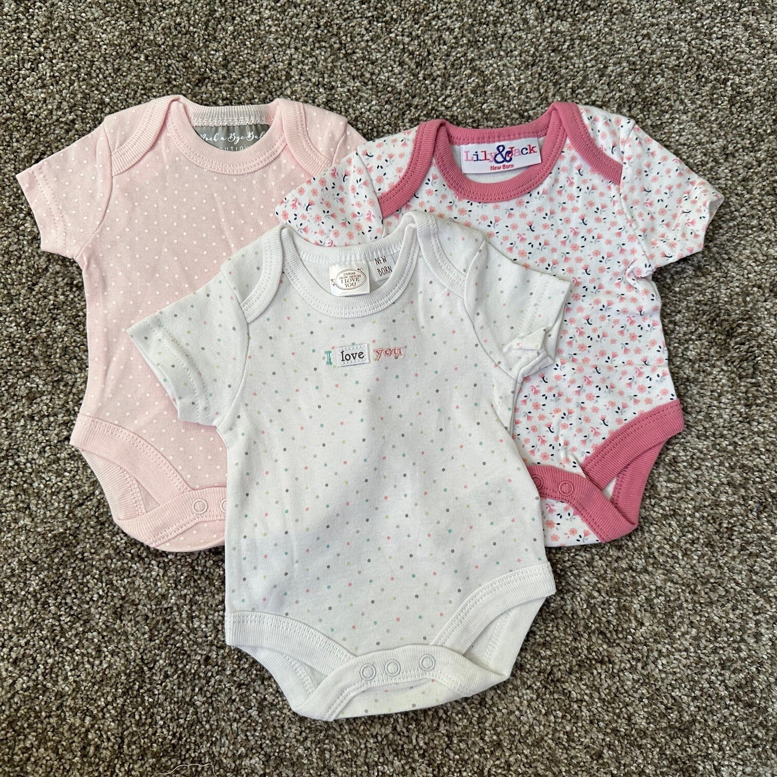 NEW 3 PACK! Newborn Baby Girls Bodysuit Lot, Infant Clothes Gift Set L