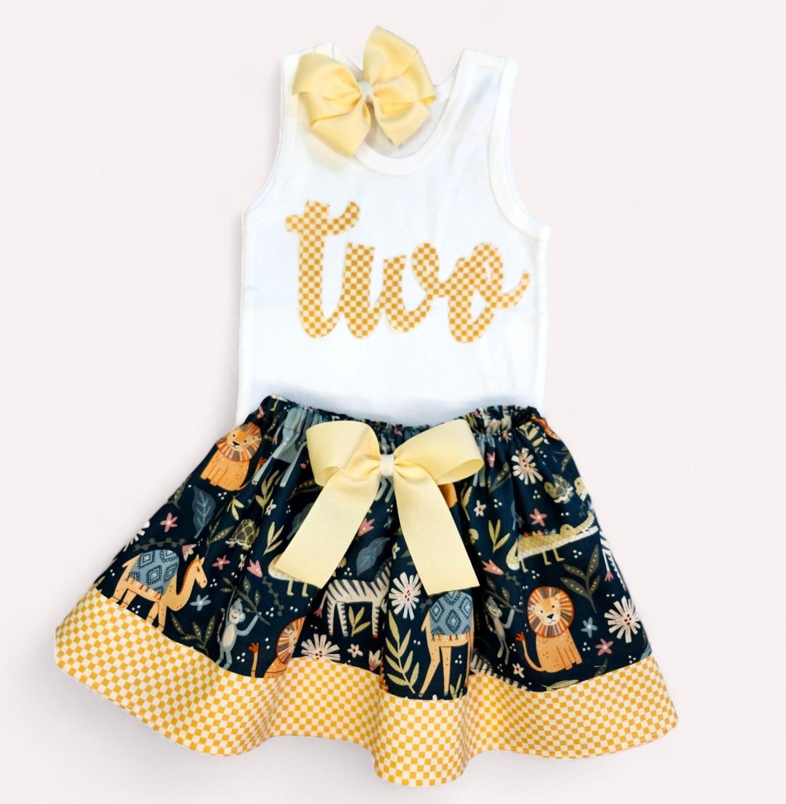 Two Wild Girls Birthday Outfit, Wild One Outfit, Safari Animals Skirt Set, Zoo A