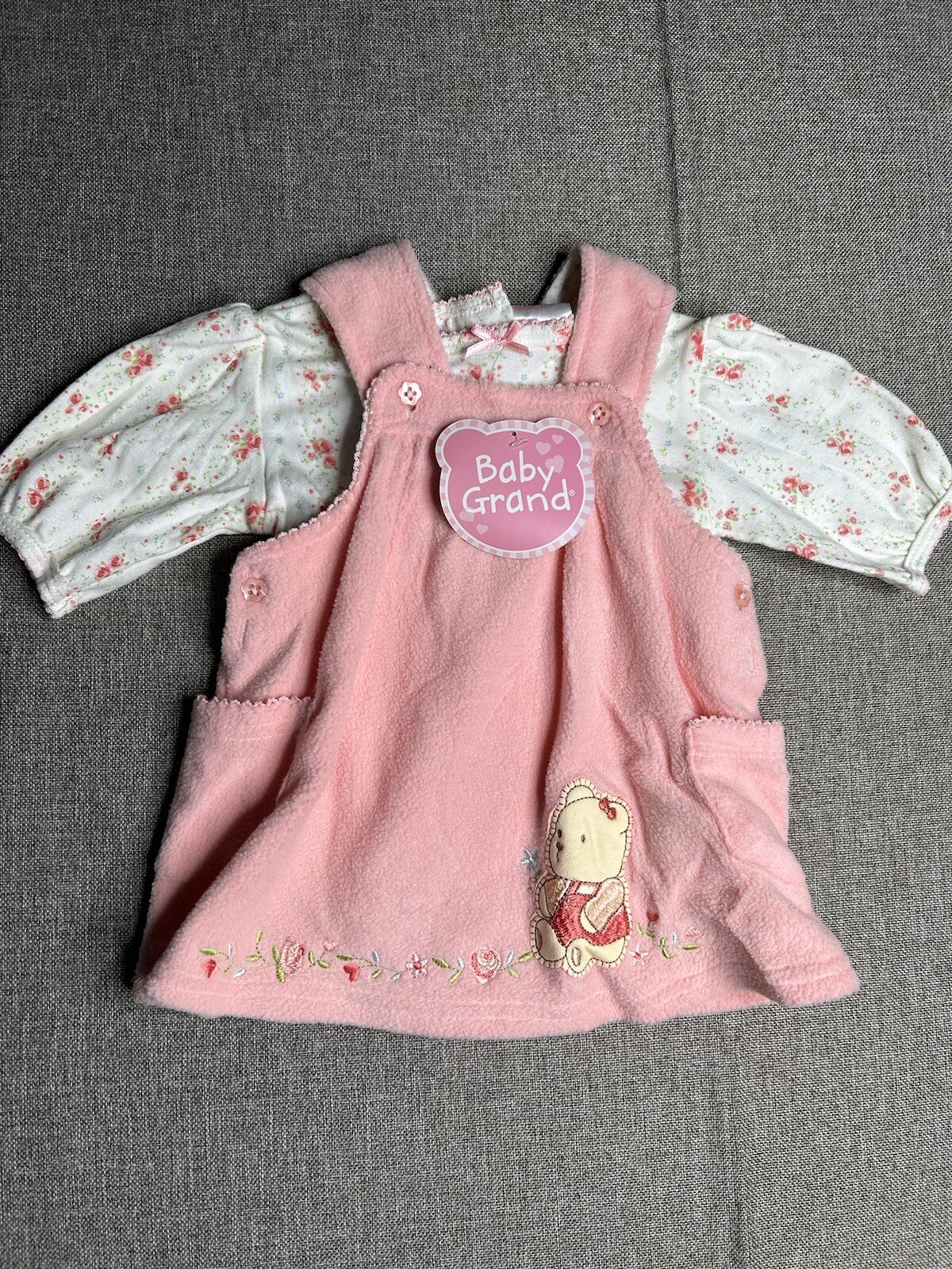 NWT Baby Grand 0-3mos One piece and Jumper Pink w/ White Floral 100% Cotton