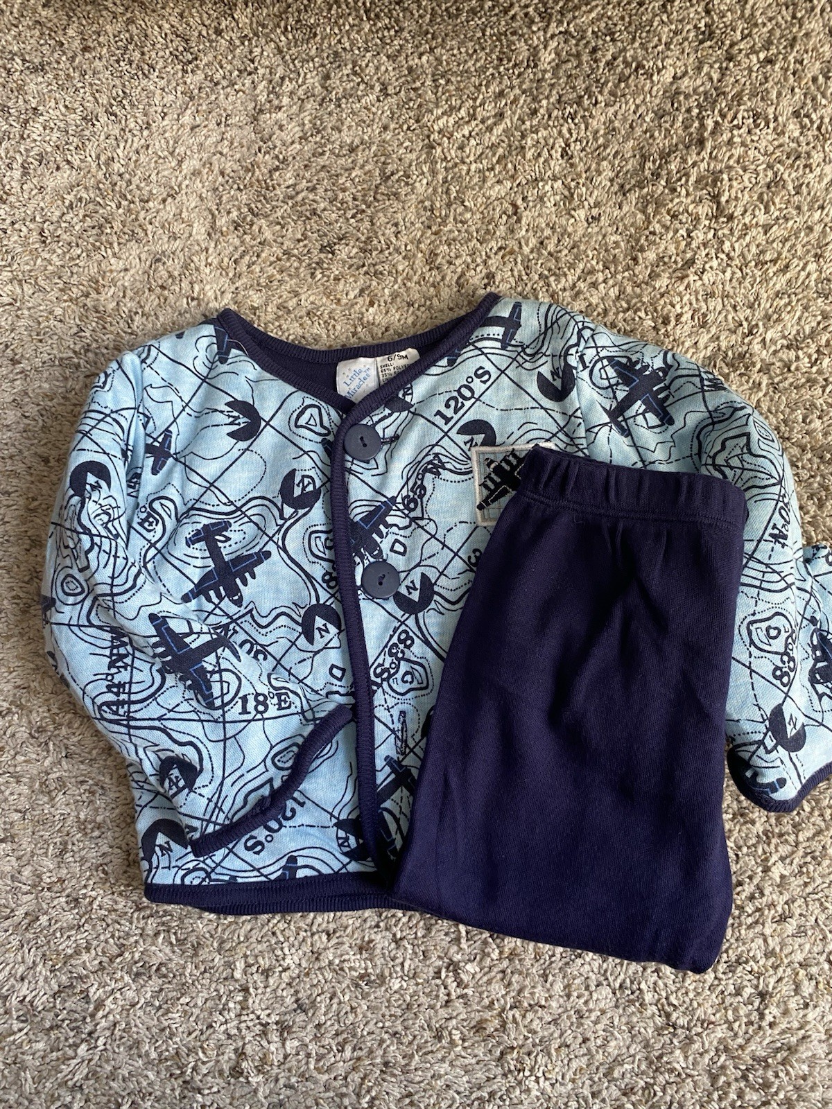 Vintage baby boys 6-9 months outfit planes grid travel pants jacket hat nwt