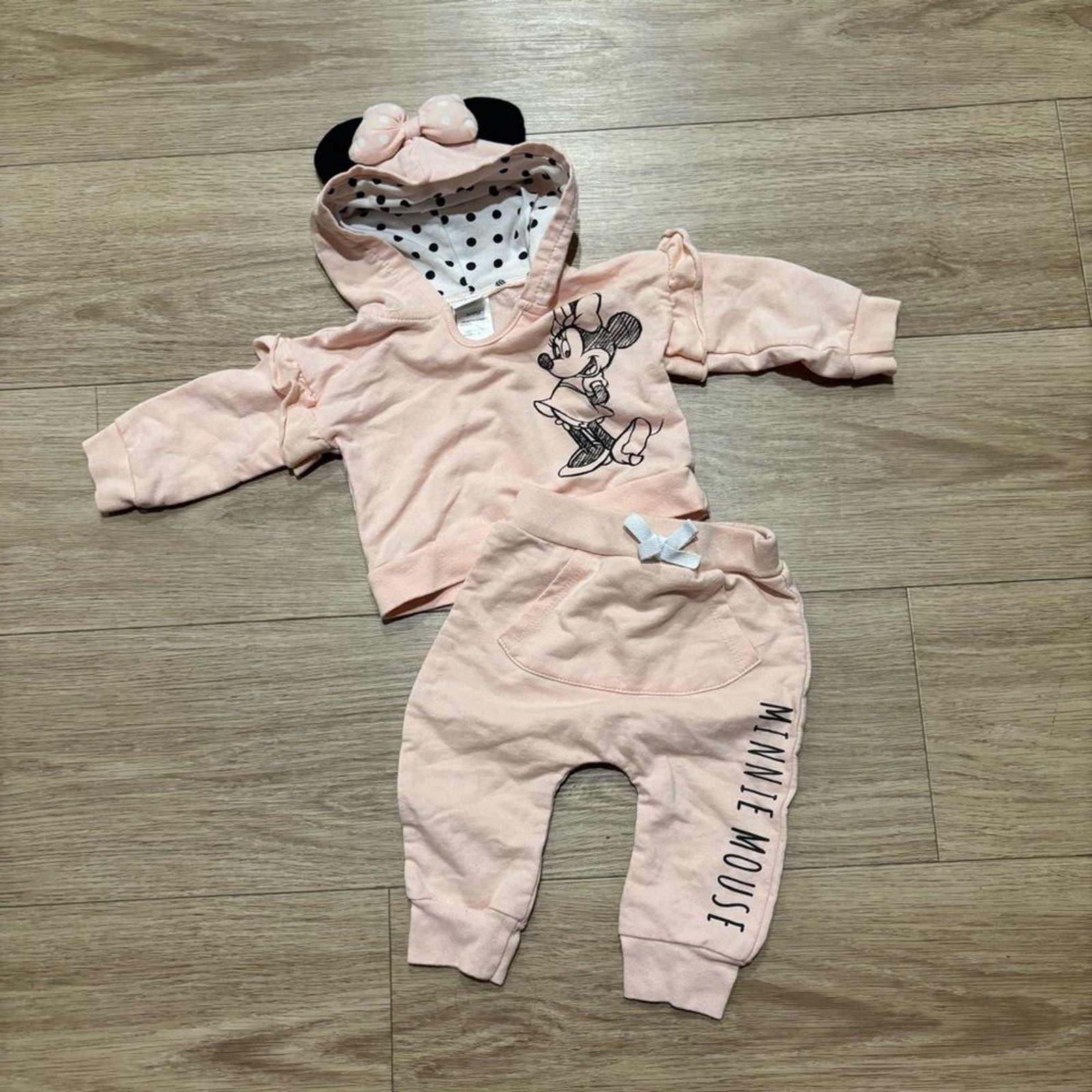 Disney Peach Minnie Mouse Hooded Two-Piece Set