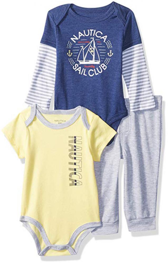 Nautica Infant Boys Yellow & Blue 3pc Pant Set Size 0/3M 3/6M 6/9M 12M 18M $45