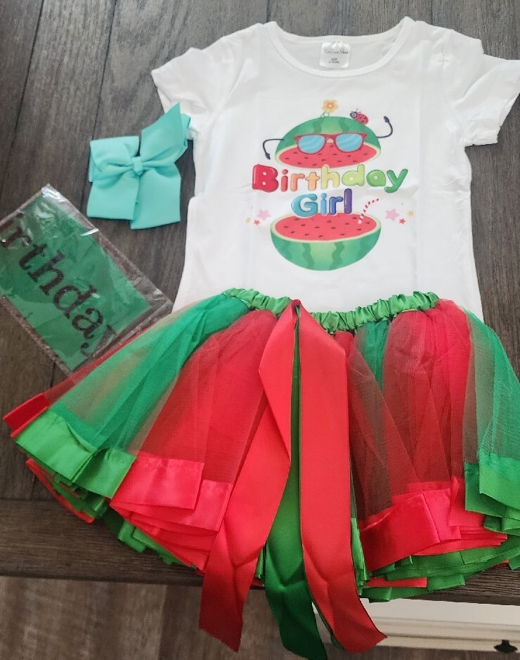 tutu and birthday watermelon outfit 2T New!