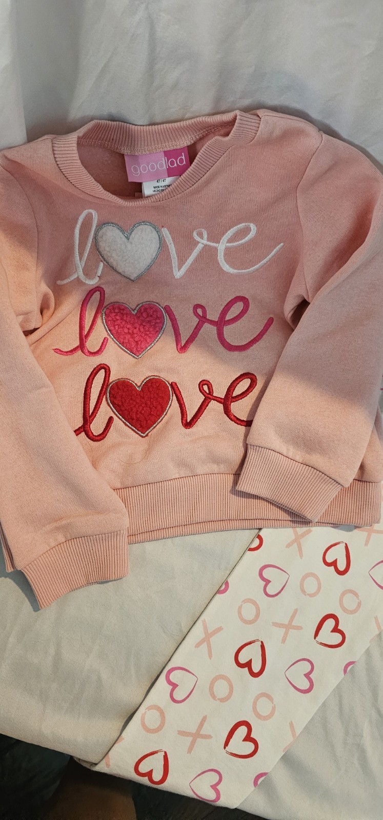 Cracker Barrel Toddler Love Heart Pink Sweatshirt And Legging Set Size 4T New…