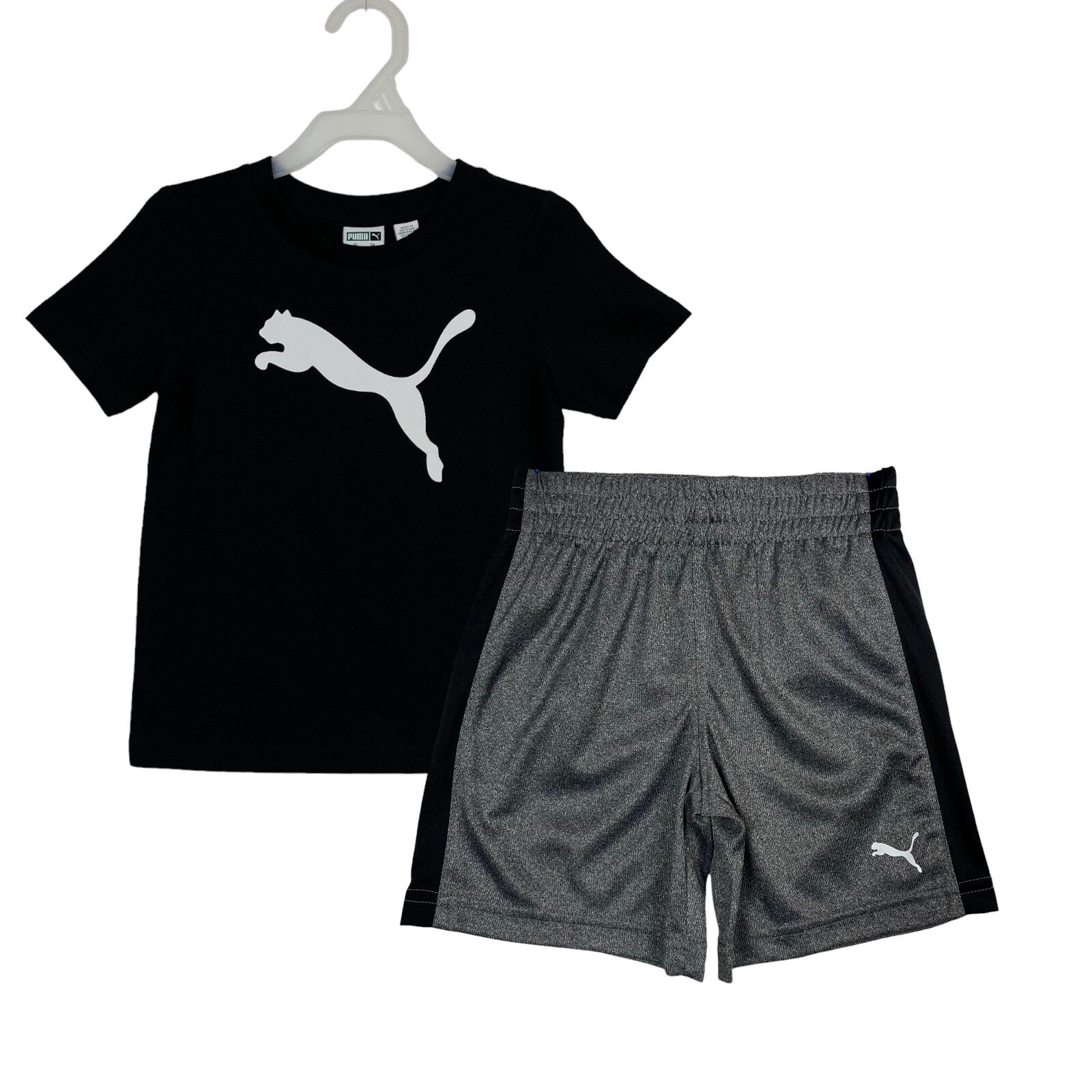Puma Baby Boys T Shirt & Shorts Outfit Set Size 12M Black Gray Summer Active