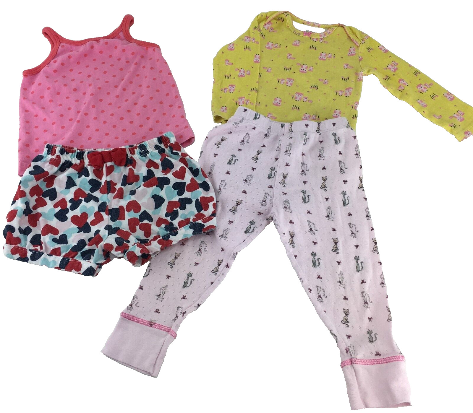 Garanimals Shirt Shorts Bodysuit PJ Pants 4Pc Baby Toddler Girl 18 Months – 3T