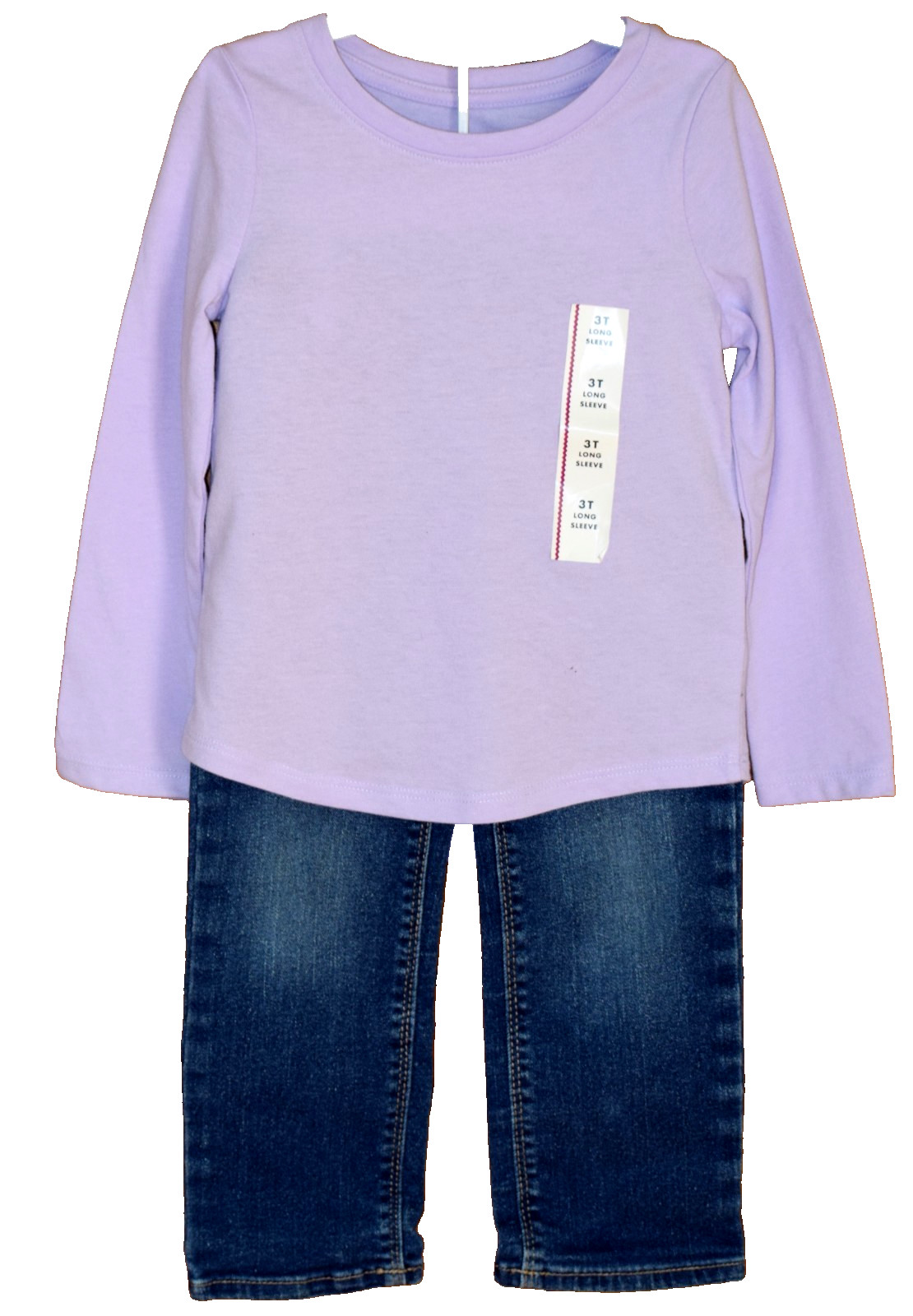 NWT GIRL’S 3T CAT & JACK L/S LAVENDER TOP + OLD NAVY STRAIGHT LEG JEANS