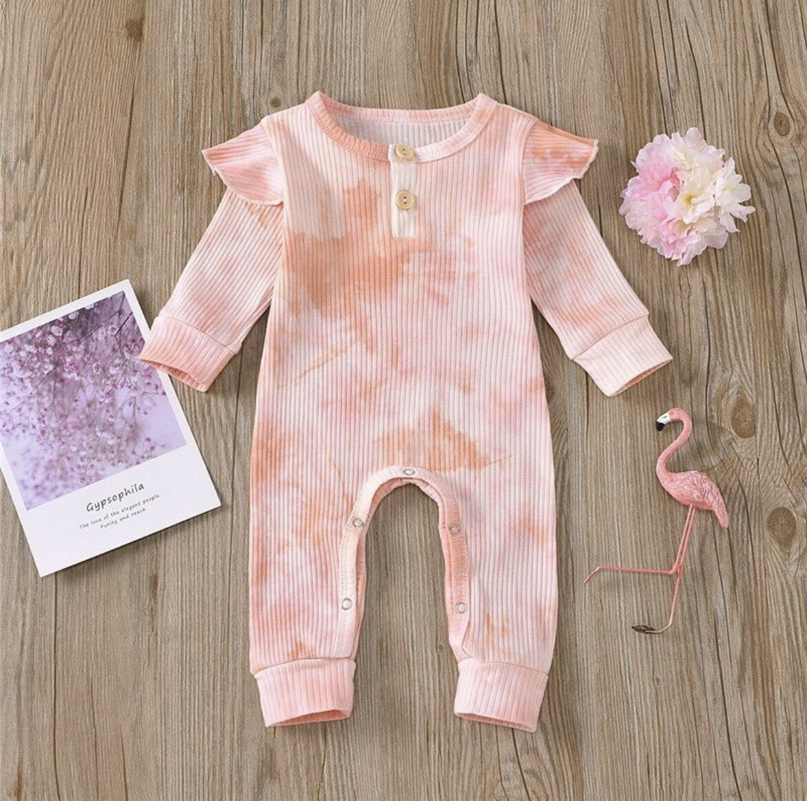 BABY GIRL PINK & WHITE TIE DYE JUMPSUIT ~ NEW!