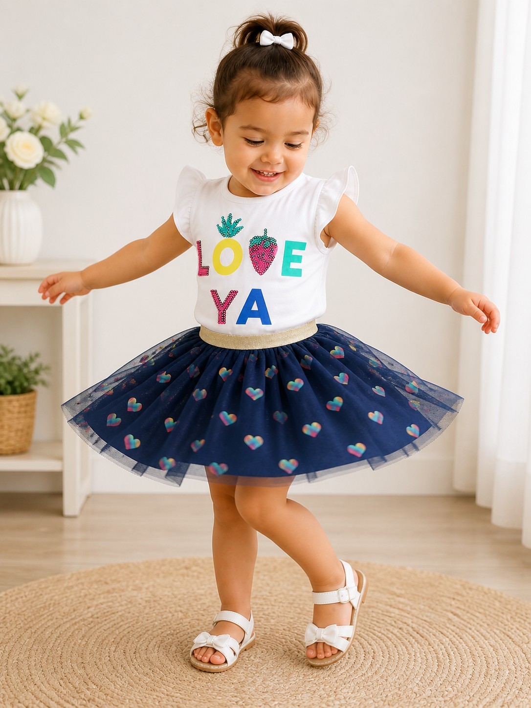 Carter’s Toddler Girls’ 2-Piece Love Ya Tee & Glitter Heart Tutu Skirt Set 2T