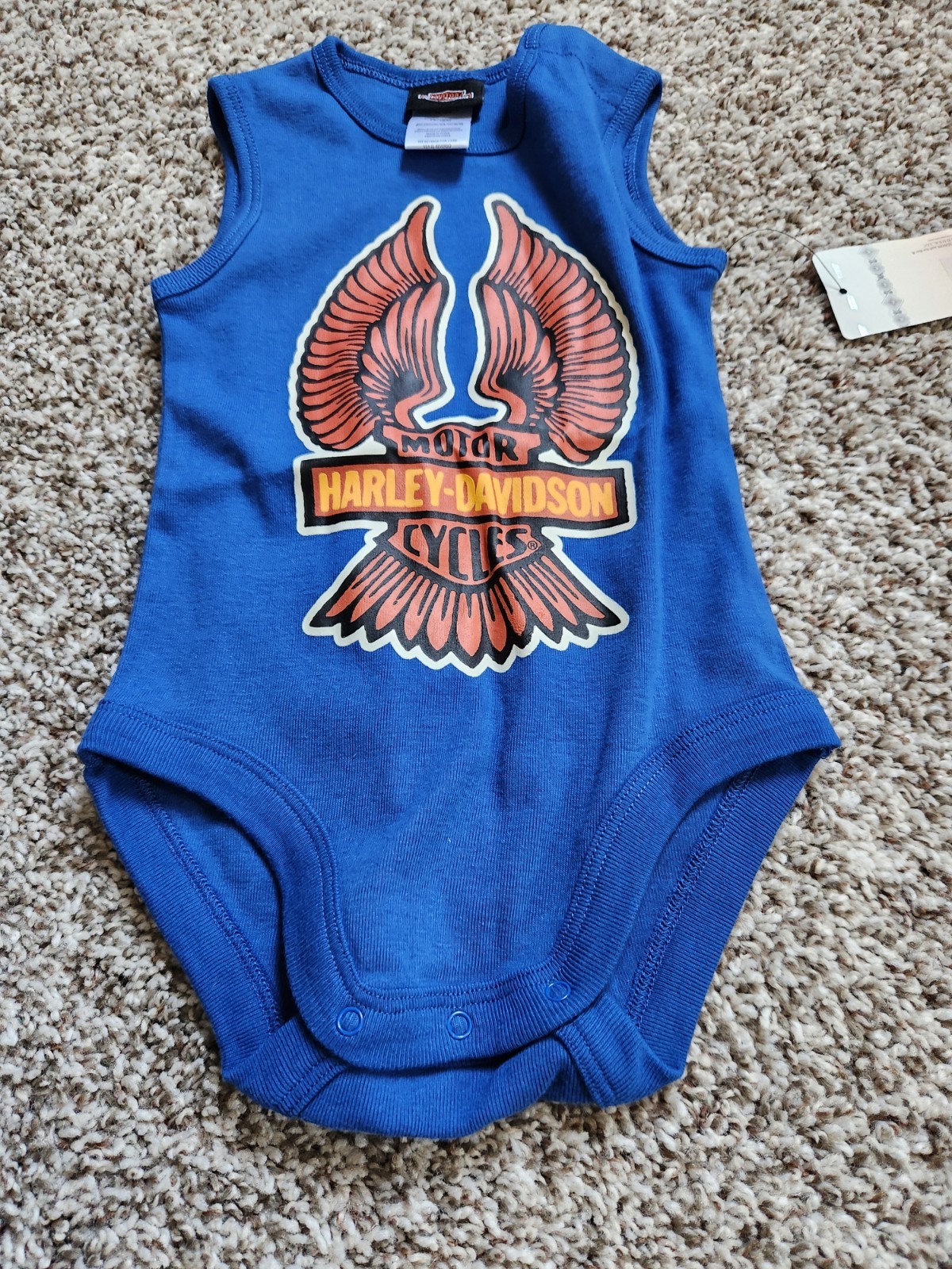 NEW HARLEY DAVIDSON Boys Bodysuit Creeper Blue 12/18