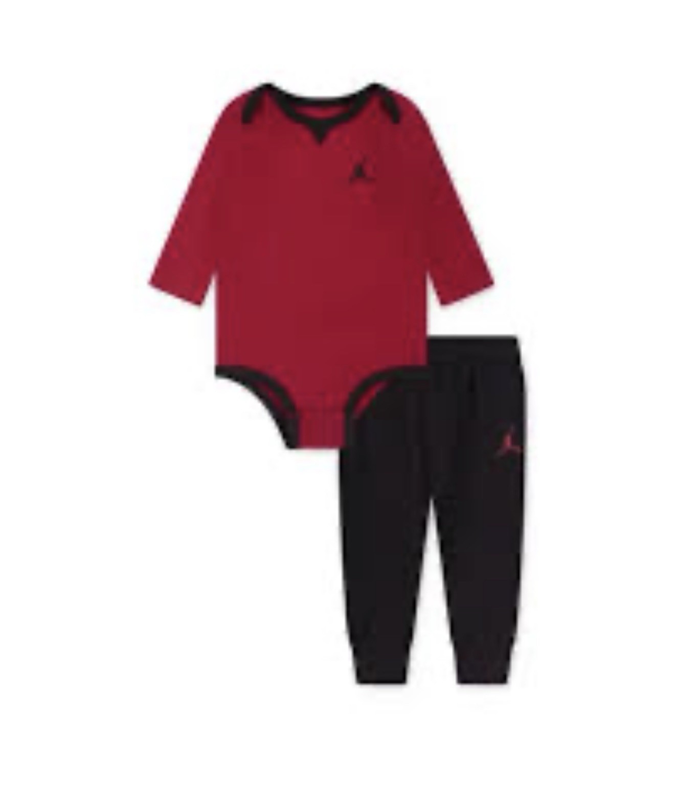 Jordan Baby Boy 2 Piece Set Rib Nep Bodysuit & Jogger Size 12M In Red/Black NWT