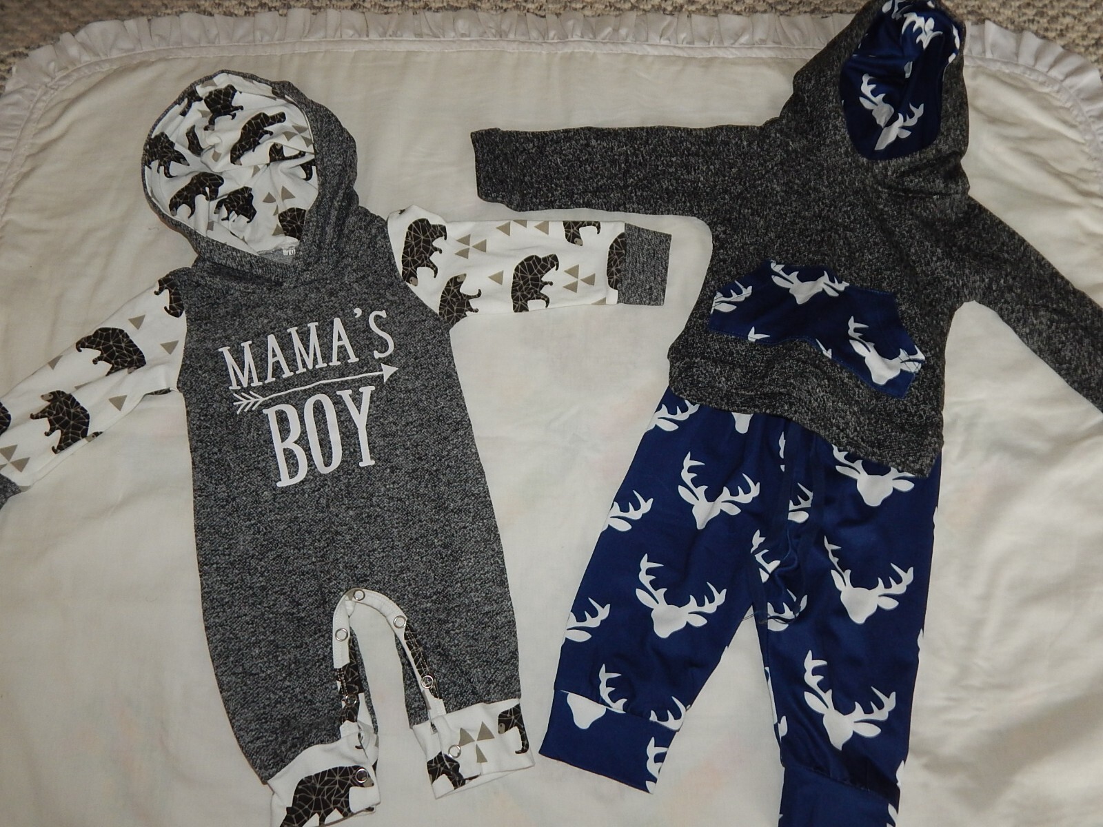 2 Boys 3-6 Outfits Stylish Deer Hooded Mamas Boy SO CUTE 1 PIECE AND 2 PIECE BUN