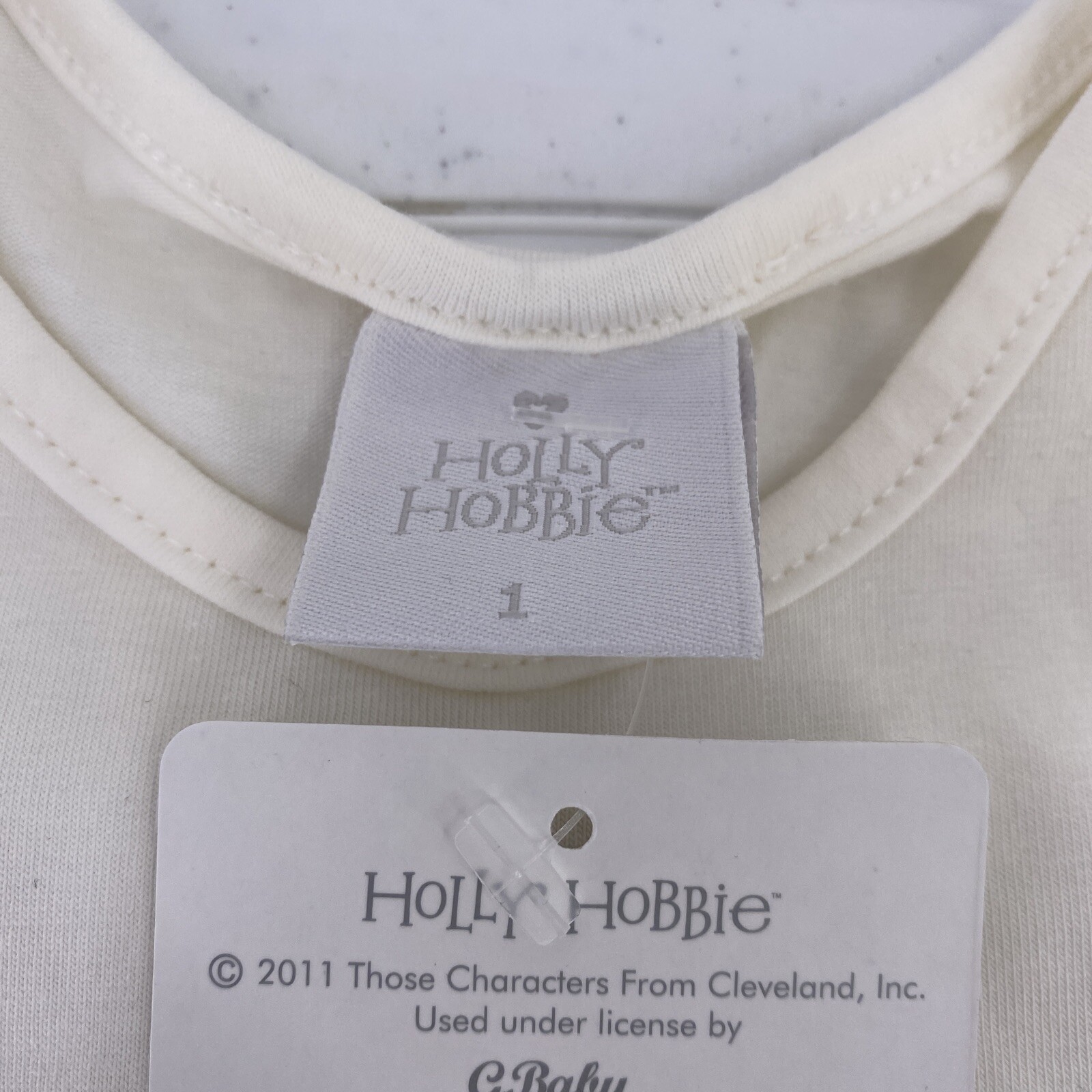 Vtg Holly Hobbie Baby Outfit Girls 12-18 Mo Top Leggings Cream Blue Ruffles