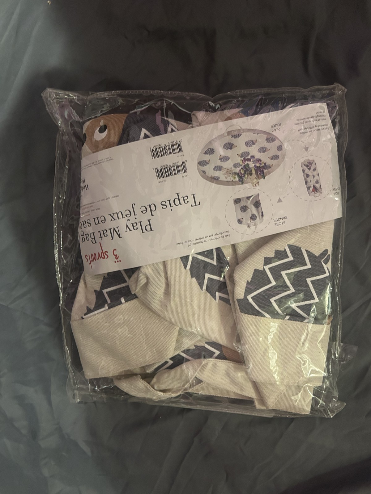 3 Sprouts Chevron Play Mat Bag Set Beige Black for Unisex Baby & Toddler