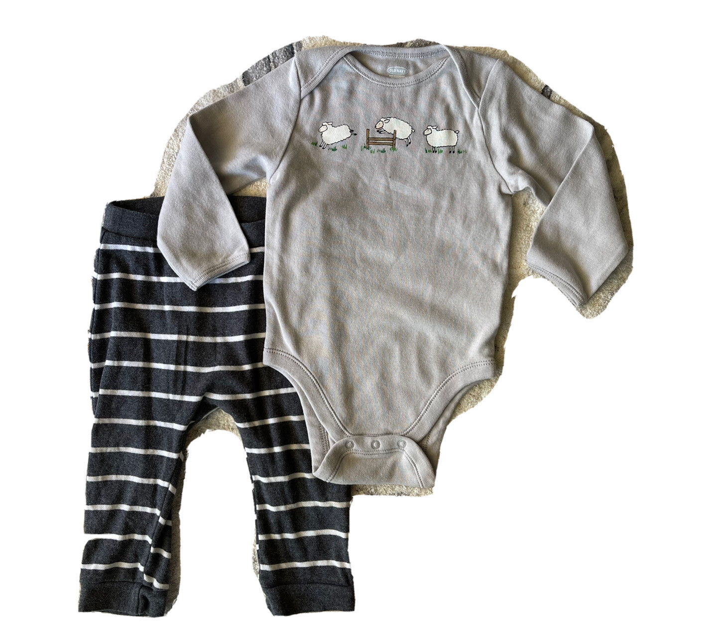 Old Navy Baby Counting Sheep 2 Piece Bodysuit Leggings Set Outfit Size 9 Months