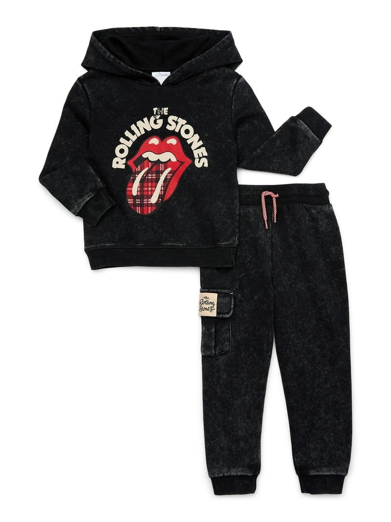 The Rolling Stones Boys 4T 2pc Fleece Hoodie & Pants Set Black Graphic Logo