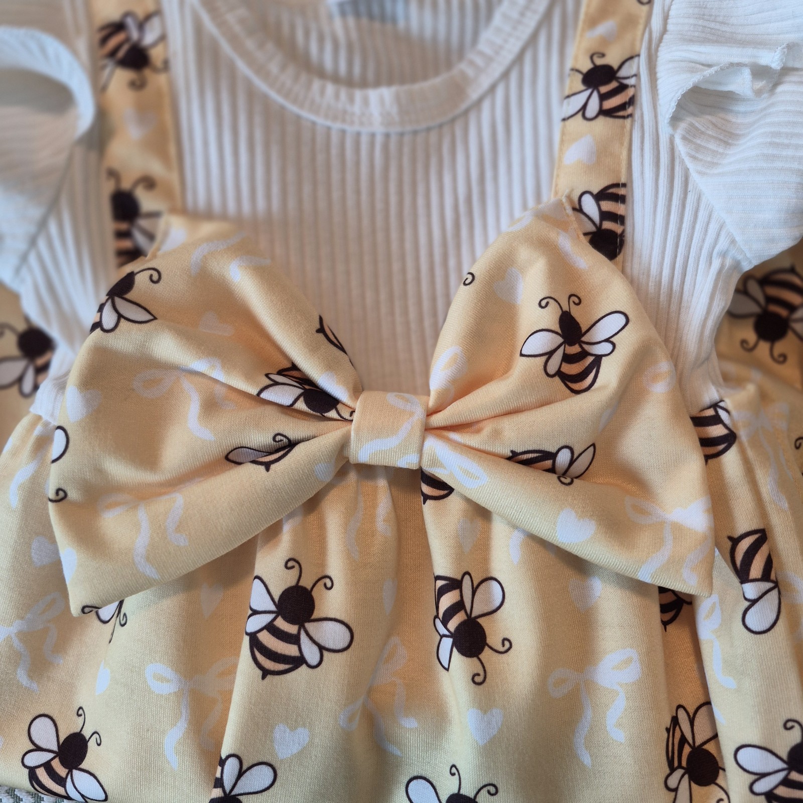 Baby Girl Romper With Headband 3-6M Boutique Style Bee Print