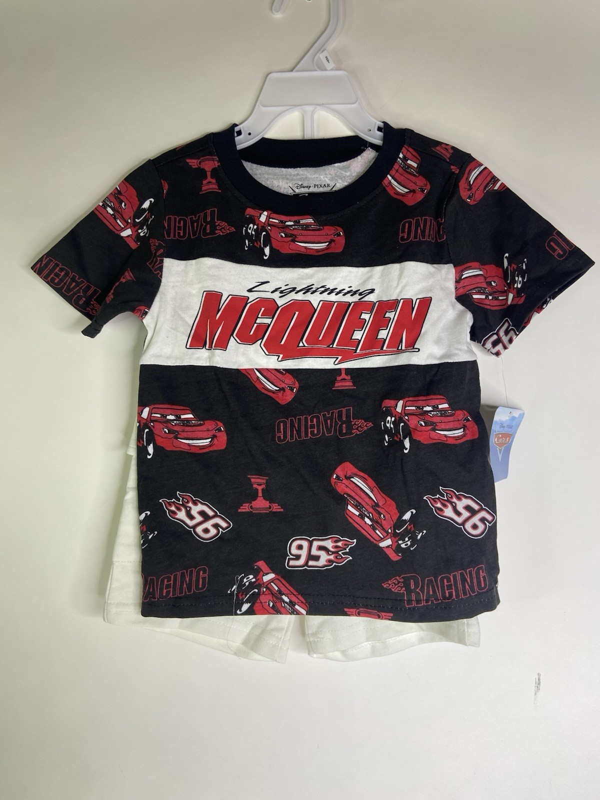 Disney Pixar Cars Lightning McQueen 2 Piece T-Shirt Shorts Set Outfit Boys 2T