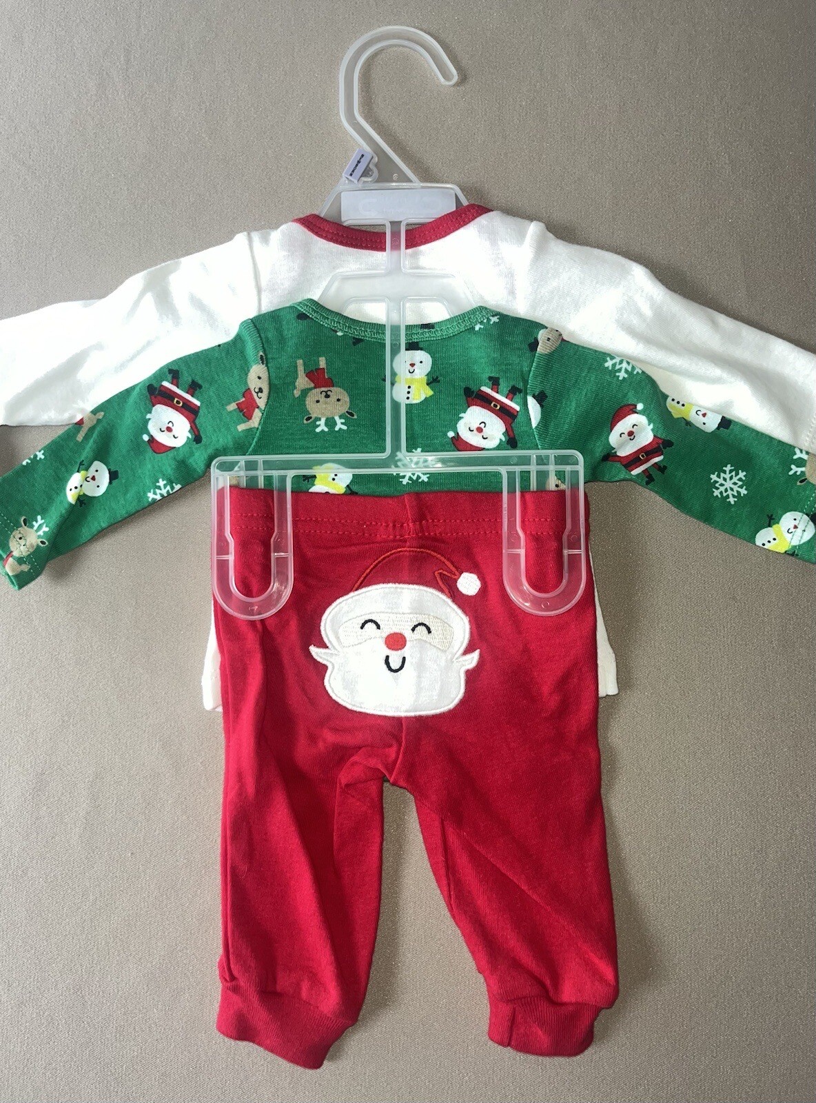 Newborn Unisex Baby 3 Piece Christmas Set~Bodysuit, Shirt & Pants, New With Tags