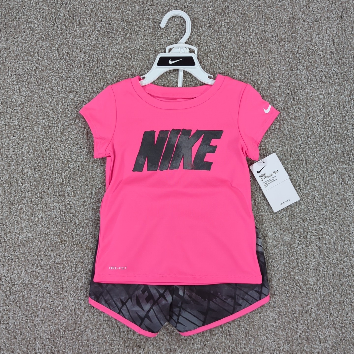 Toddler Girls Nike Dri-FIT Printed Sprinter Tee & Shorts Set Pink 12M 18M 4T