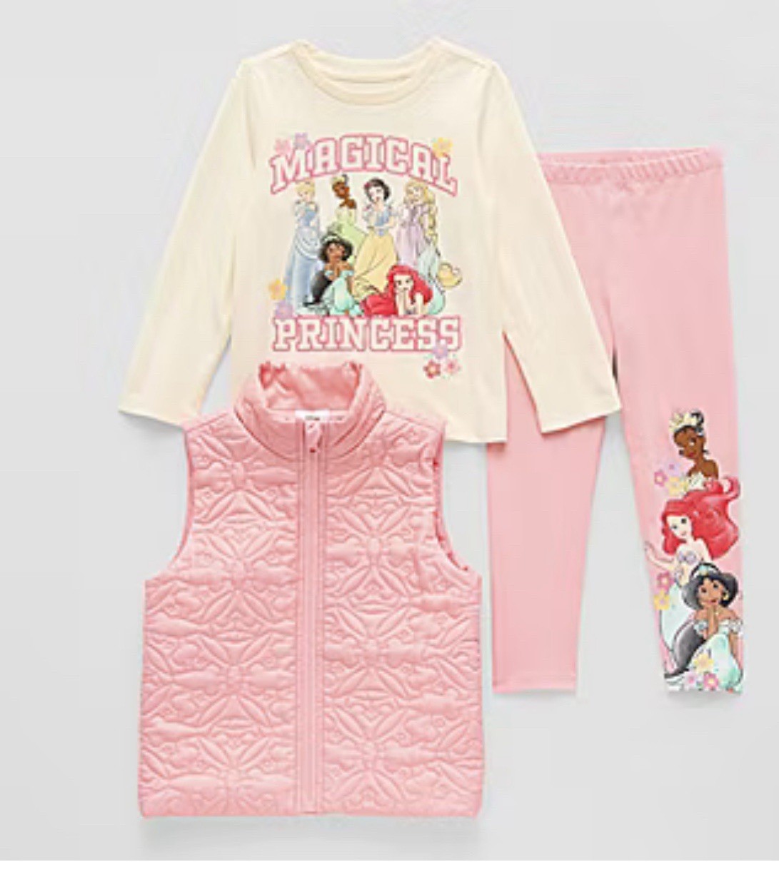 Disney Toddler Girl Princess 3-pc Pants In Pink/white Size 3t